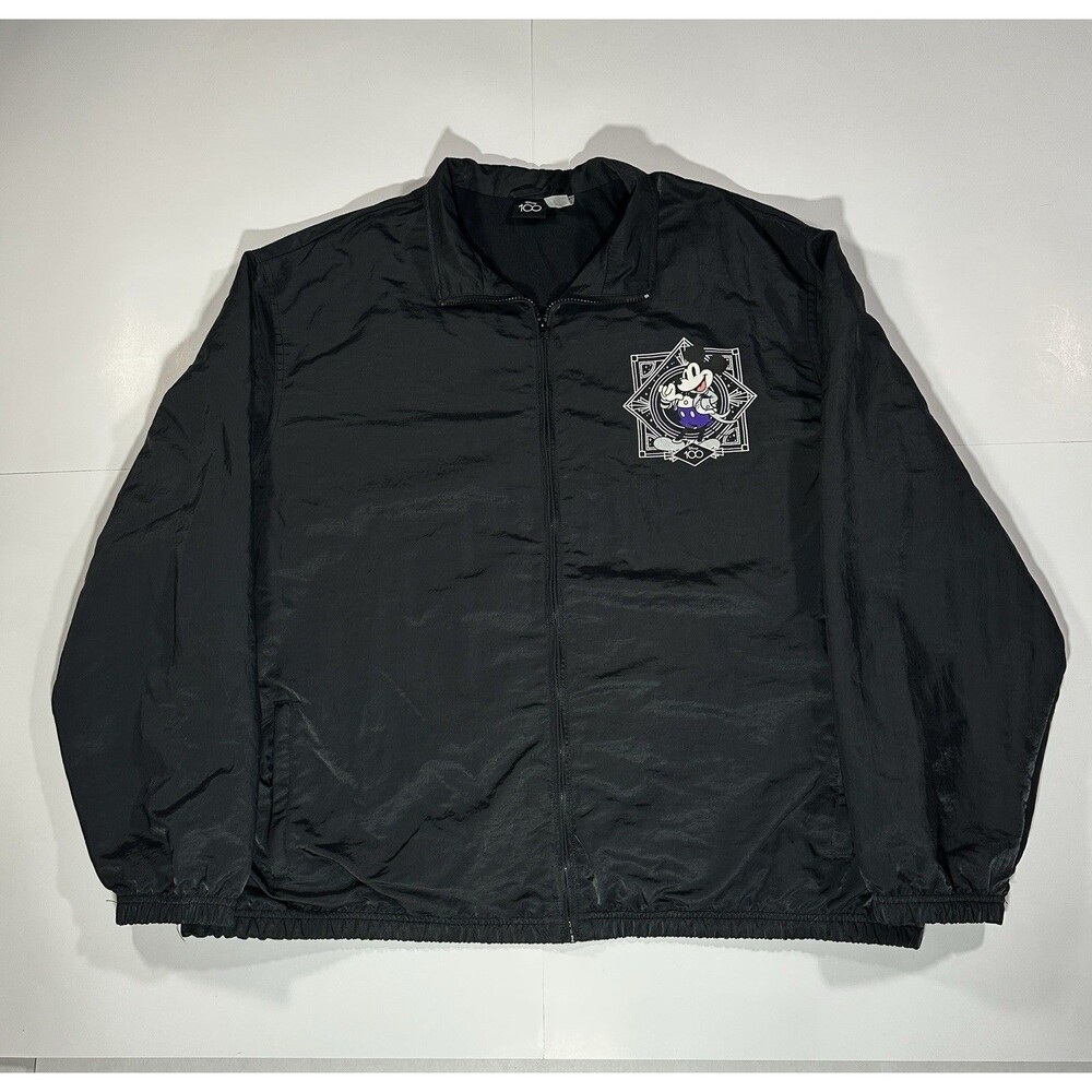 Disney Mickey Mouse Disney 100 Zip Jacket Windbreaker Adult Size 3XL Black Coat